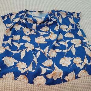 Ann Taylor Factory Blue Floral Blouse